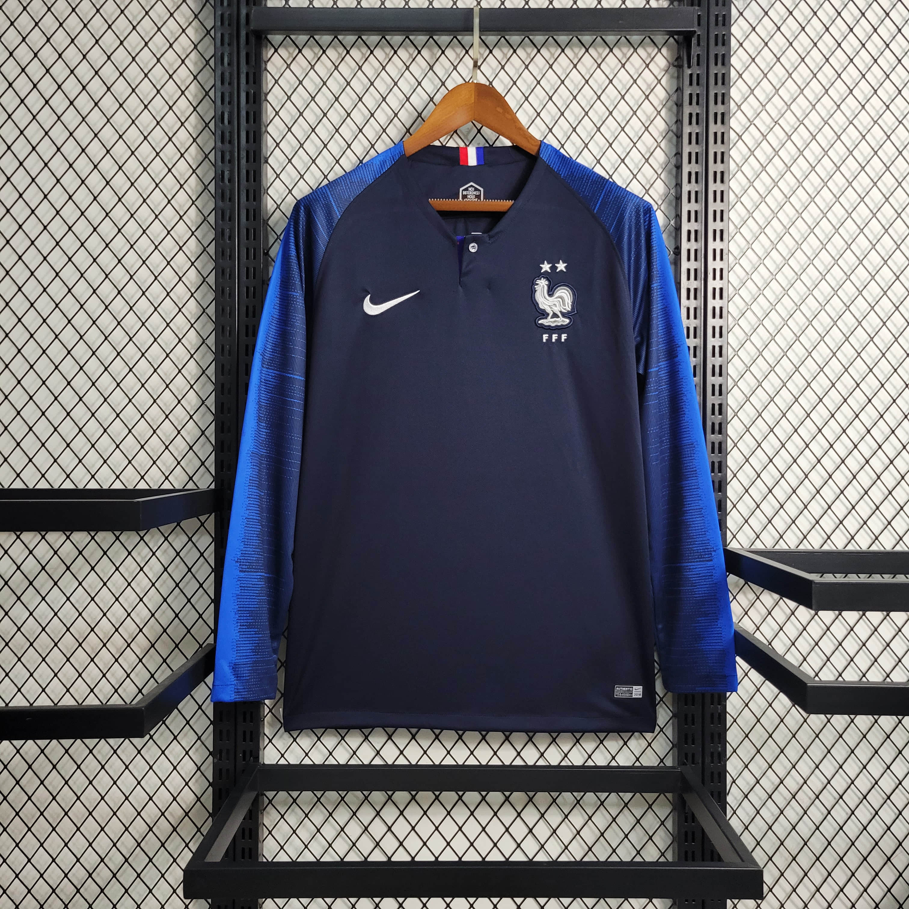2018 Retro France World Cup Home Long Sleeve Jersey